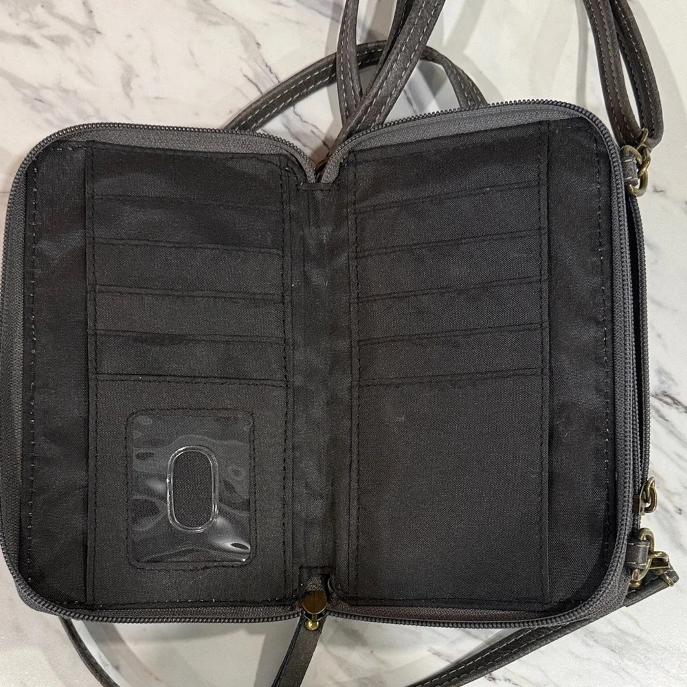 BOC Gray Embossed Leather Crossbody with Buckle Accent - Picture 6 of 7